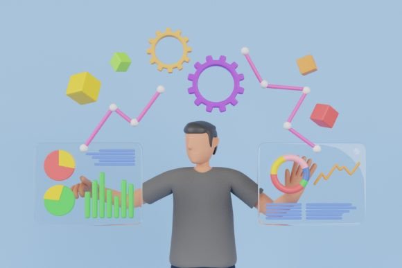 3D Businessman Giving Presentation for Dynamic Visuals