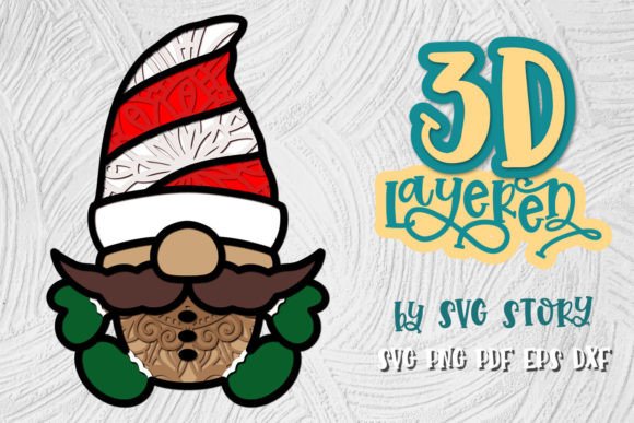 3D Christmas Gnome 03 Layered Design – A Versatile Crafting Resource for Holiday Projects