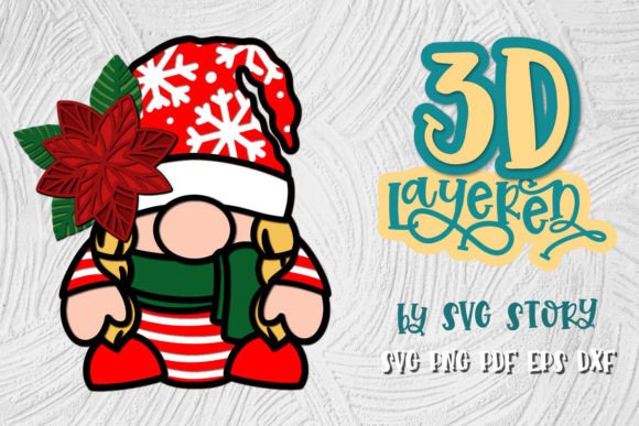 3D Christmas Gnome 04 Layered Design: A Creative Tool for Modern Crafters