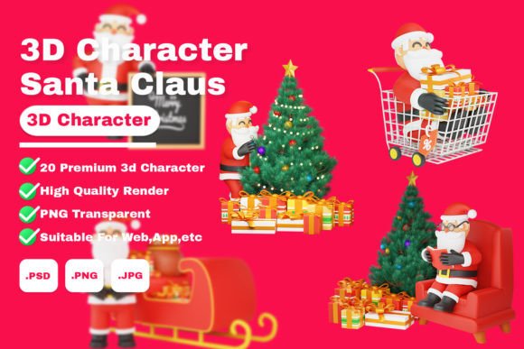 3D Cute Santa for Festive Design Projects