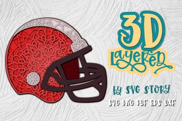 3D Helmet Football Layered SVG Design