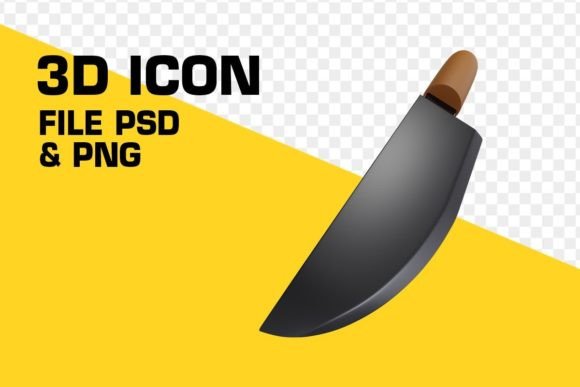 3D Knife Icon Isolated Design with Transparent Background