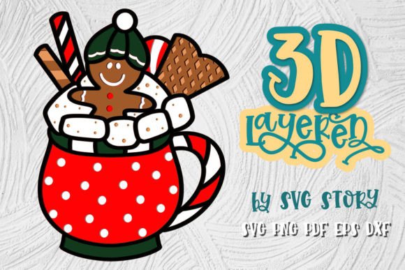 3D Layered Christmas Cocoa 05 Design – A Must-Have for Holiday Crafting