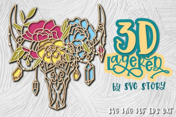 3D Layered Cow Skull SVG Design Boho: A Unique Approach to Modern Craft Projects
