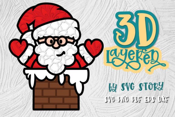 3D Layered Santa 01 Christmas Design