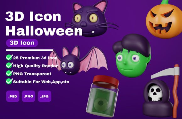 3D Scary Halloween Icon – Enhance Your Designs with High-Quality, Versatile Visuals