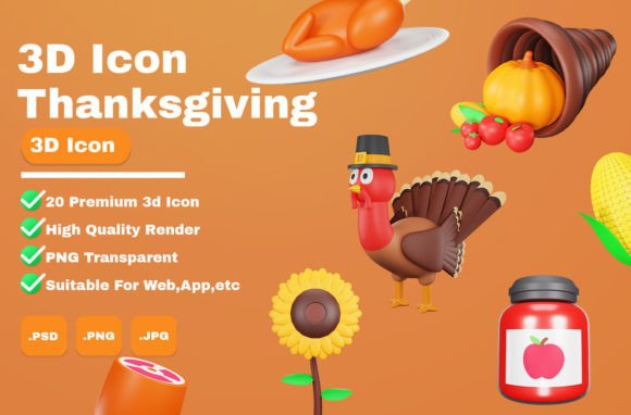 Enhance Your Designs with a 3D Illustration Thanksgiving Icon