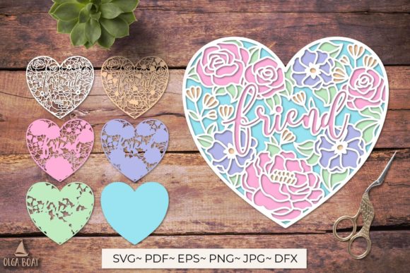Friend Birthday Card with 3D Flower Heart Design