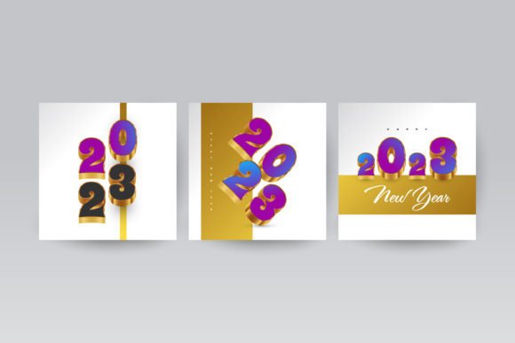 Happy New Year 2023 Poster or Card Set: Creative Design for Every Occasion