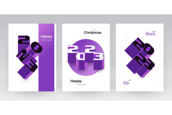 Happy New Year 2023 Poster Set Design