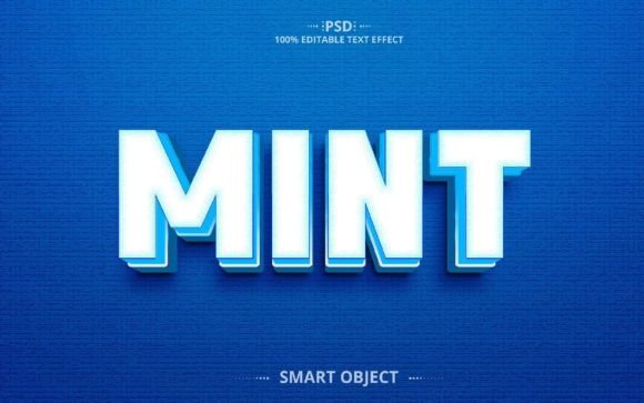 Mint 3D PSD Creative Text Effect Design