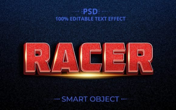 Racer 3D PSD Creative Text Effect Design