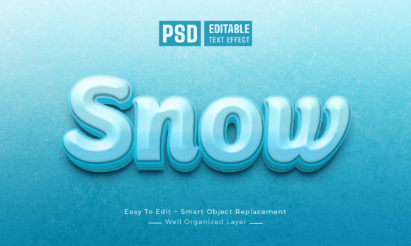 Snow 3D Editable Text Type Effect Design